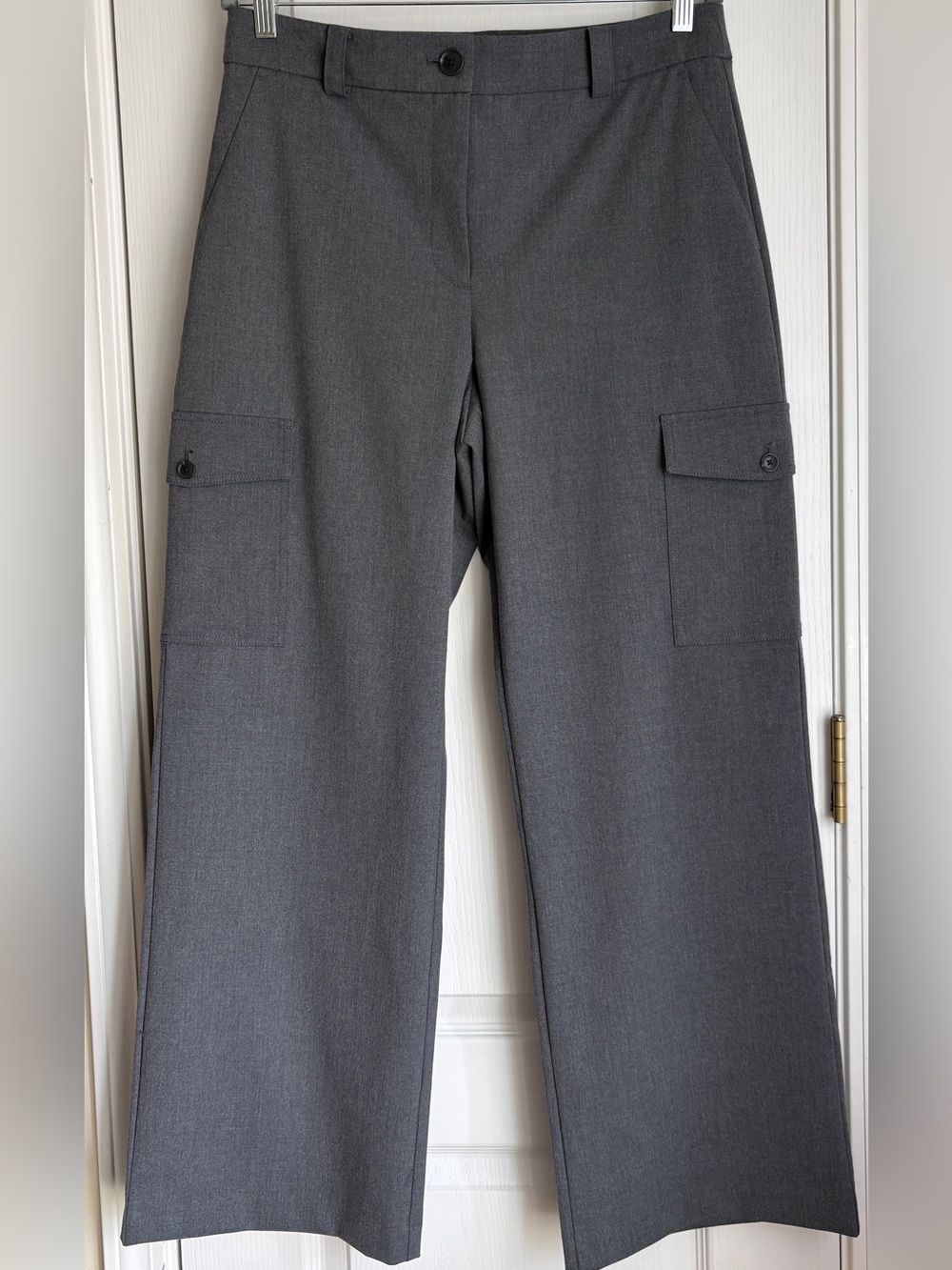 LOFT Gray Wide Leg Cargo Trousers Utility Dress Pants Size 10